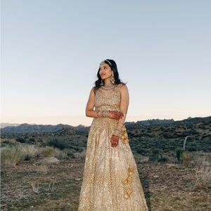 Opulent Gold Mirrored Indian Bridal Lehenga